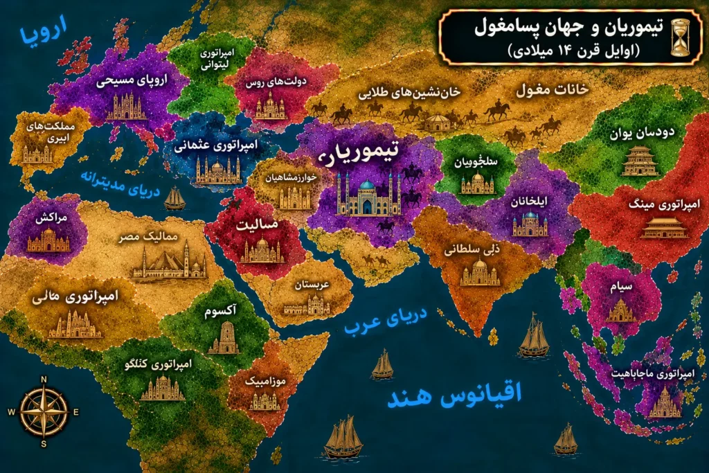 اوایل قرن چهاردهم میلادی؛ تیموریان و جهان پسامغول